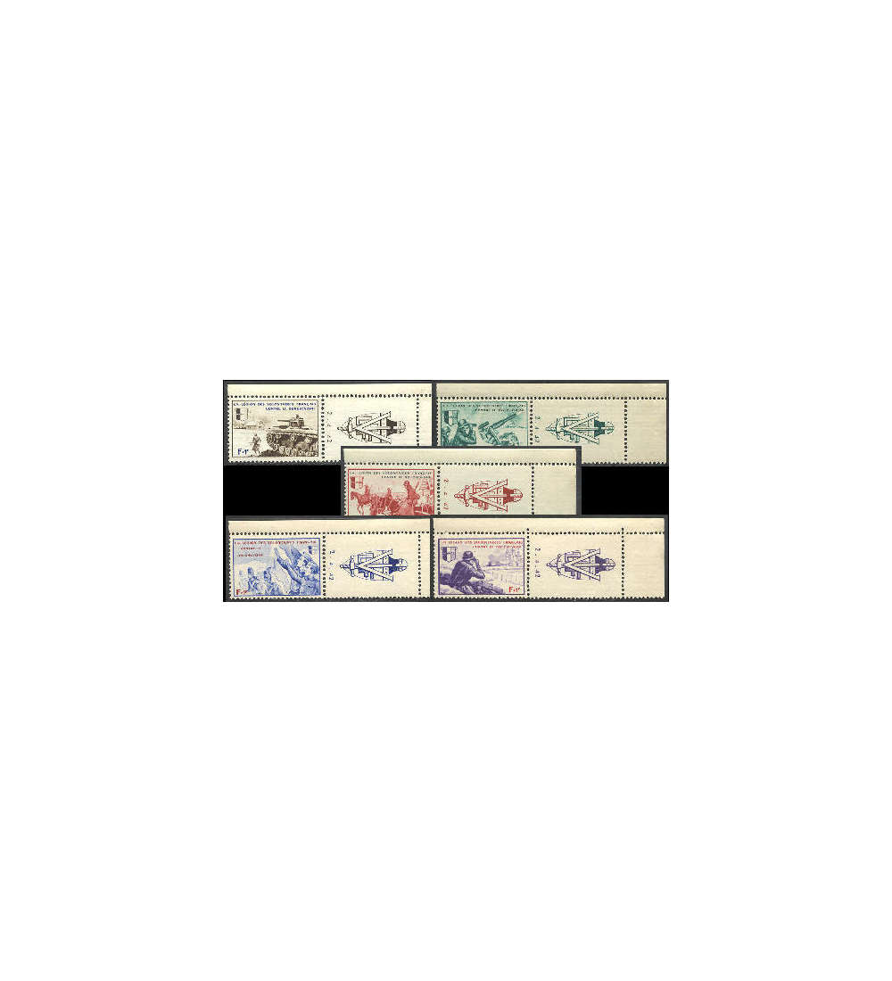 Deutsche Besetzung Frankreich Nr.VI-X postfrisch mit Druckdatum