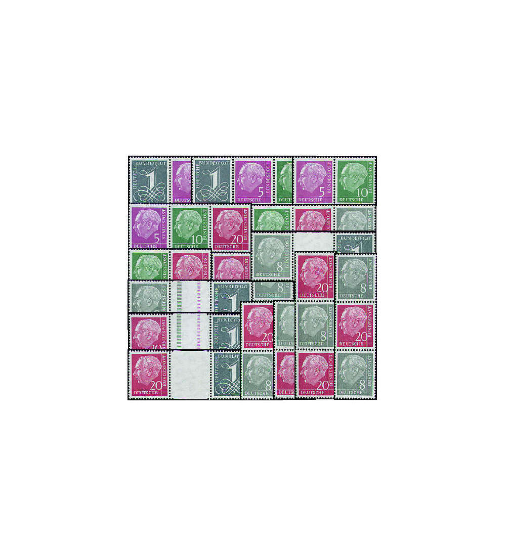 BRD Bund Zusammendrucke W17-S52Y Heuss 1958-1960 15 ver.