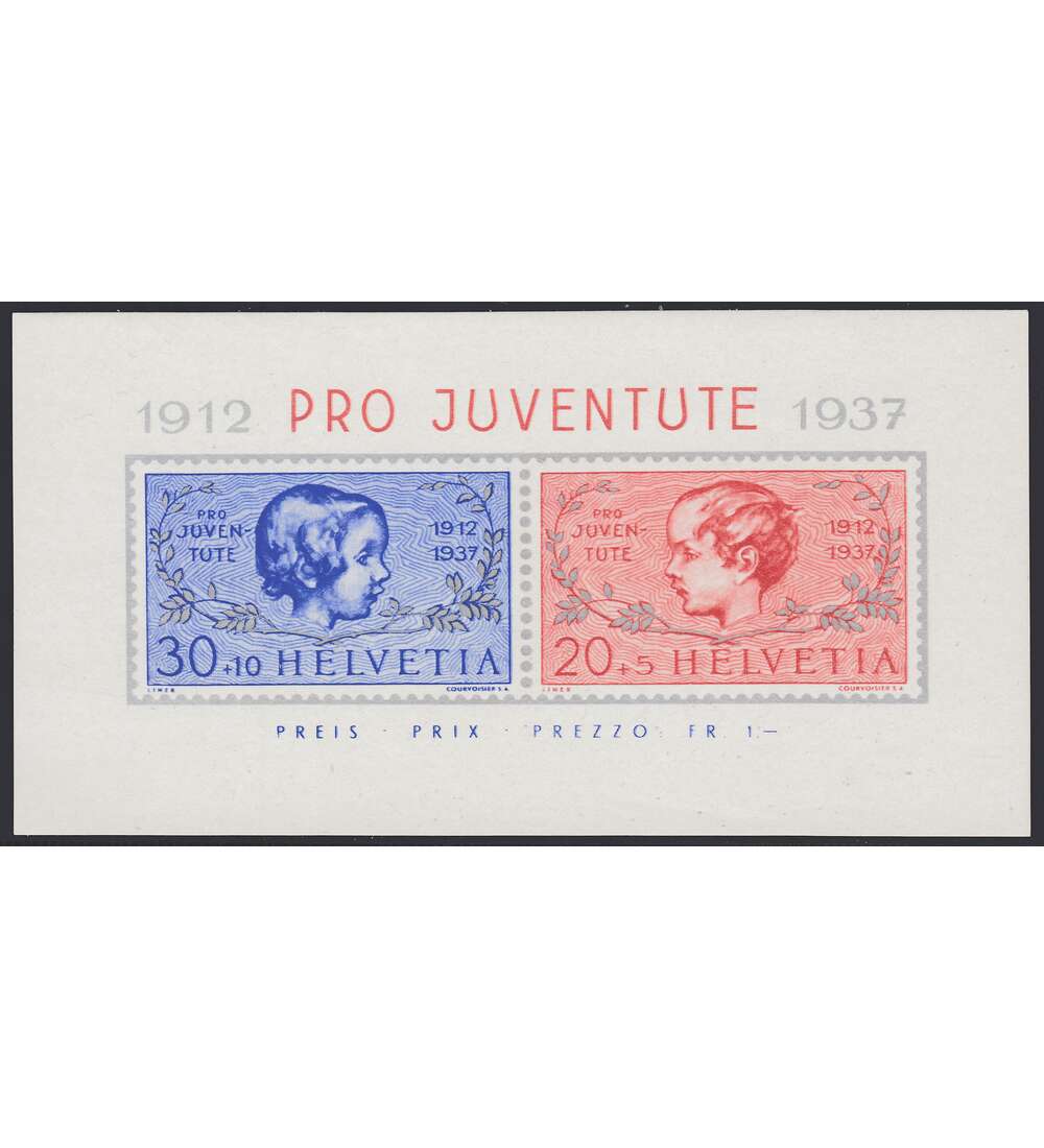 Schweiz Block 3 postfrisch ** Pro Juventute 1937