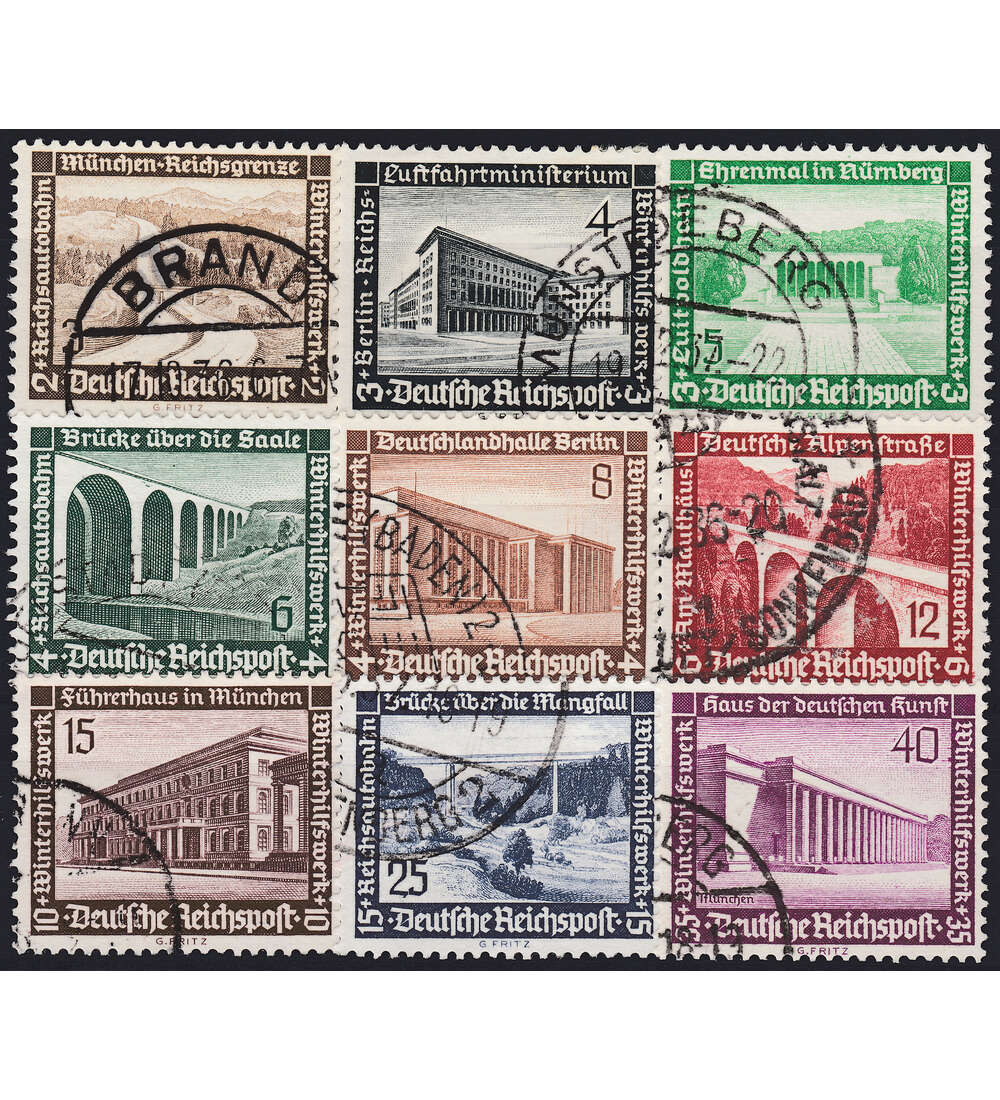 Deutsches Reich Nr. 634-642 gestempelt Winterhilfswerk-Bauten