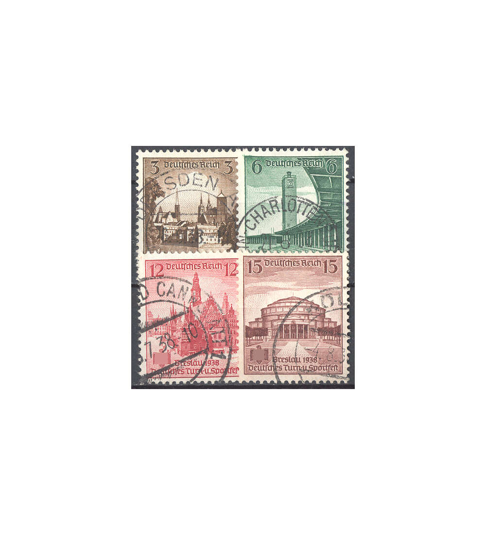 Deutsches Reich Nr. 665-668 gestempelt Turn- und Sportfest Breslau