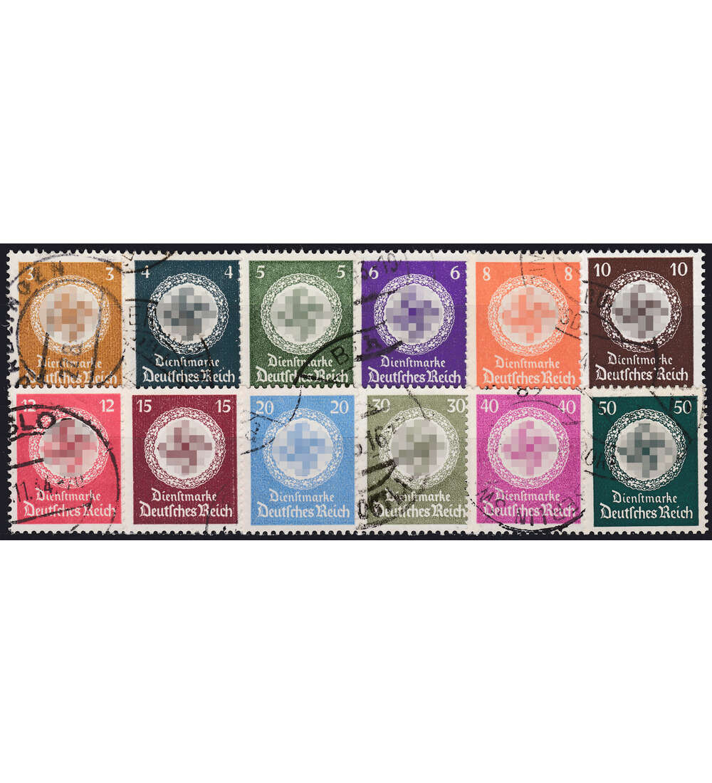 Deutsches Reich Dienst Nr. 166-177 gestempelt Hakenkreuz im Eichenkranz