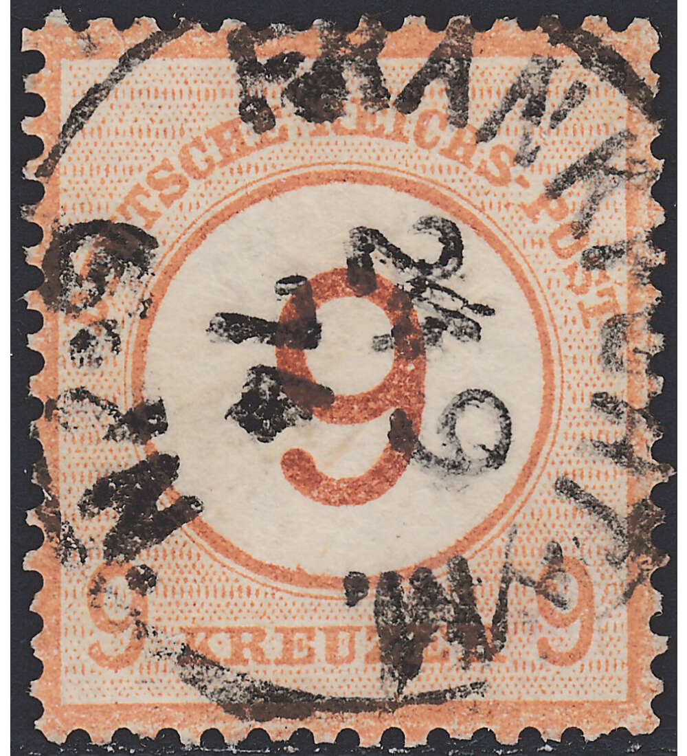 Dt. Reich Nr. 30 gestempelt Brustschild-Aufdruck-9 Kr. in Bedarfsqualitt