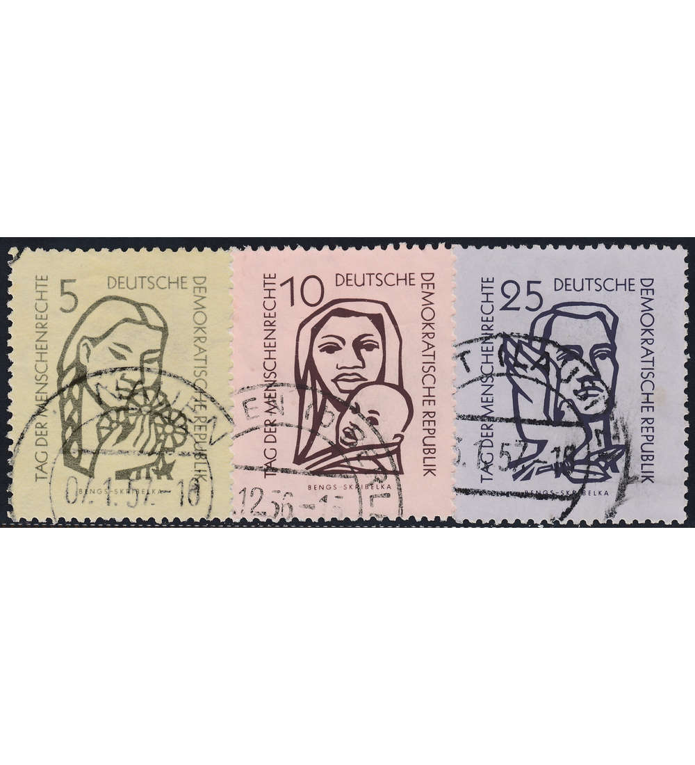 DDR Nr. 548-550 gestempelt     Tag der Menschenrechte