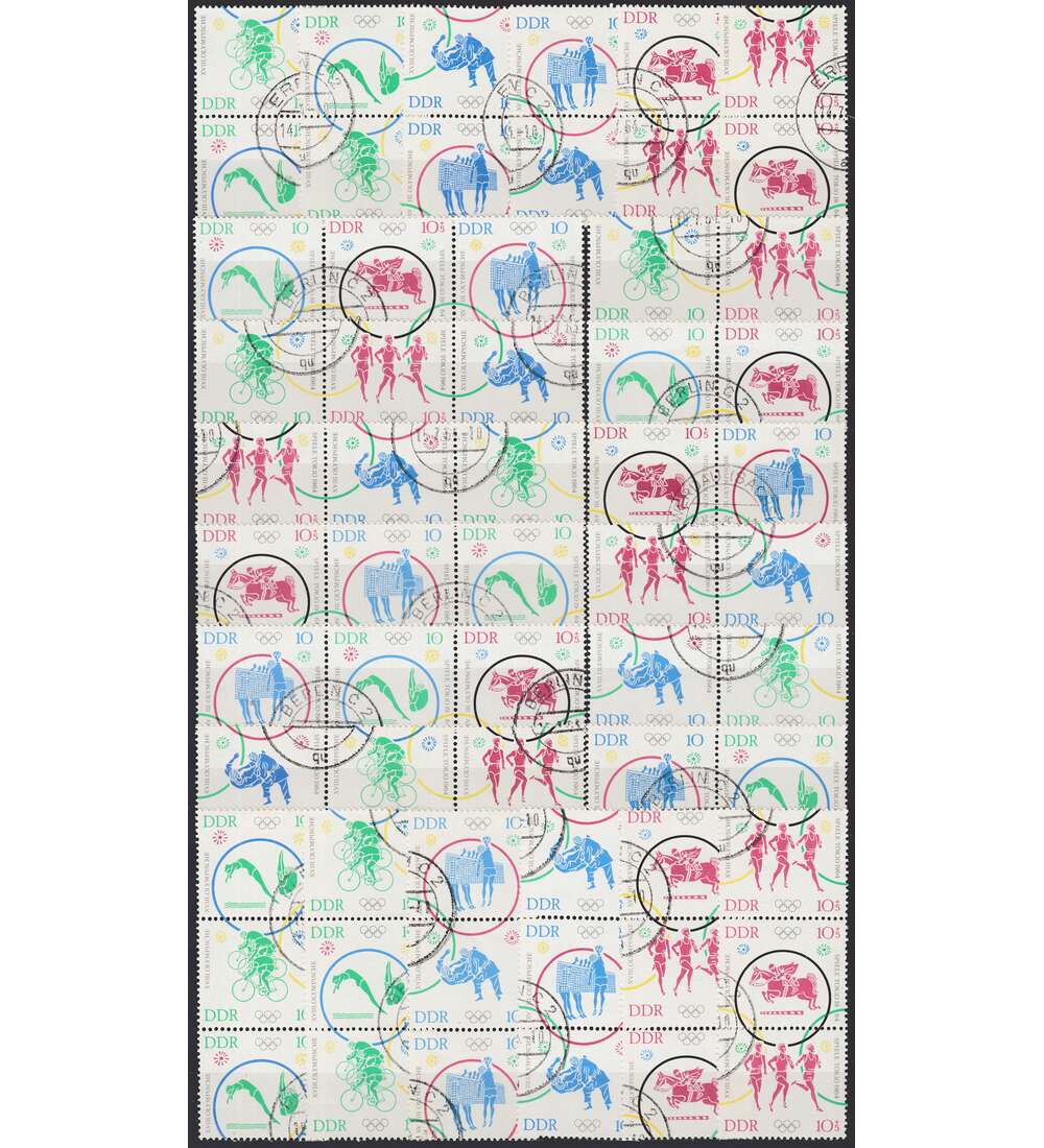 DDR ZD Nr. 1039-1044 gestempelt  Olympiade 1964               WZd 126 - SZd 63, 24 Kombinationen