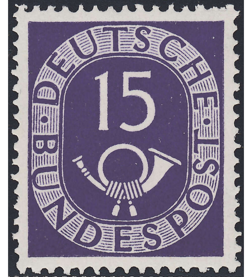 BRD Bund  Nr. 129 postfrisch ** geprft - 15 Pfennig Posthorn