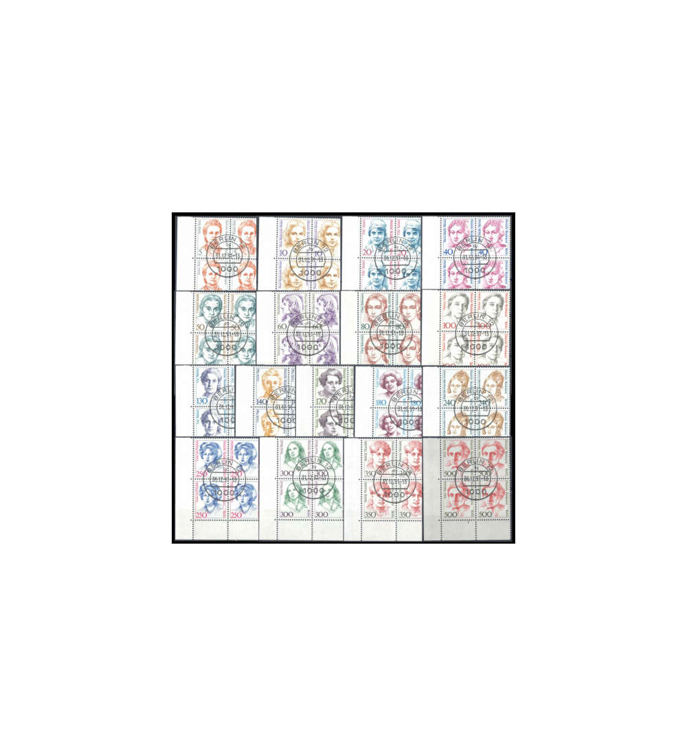 Berlin Frauen gestempelt als Viererblocksatz 17 Werte als Eckrand