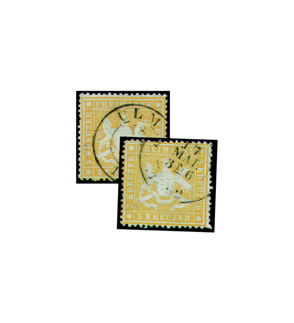 Wrttemberg Nr. 17ya + 17yb gestempelt geprft