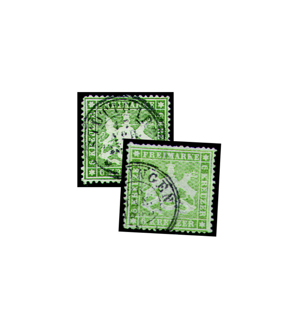 Wrttemberg Nr. 18ya + 18yb gestempelt geprft