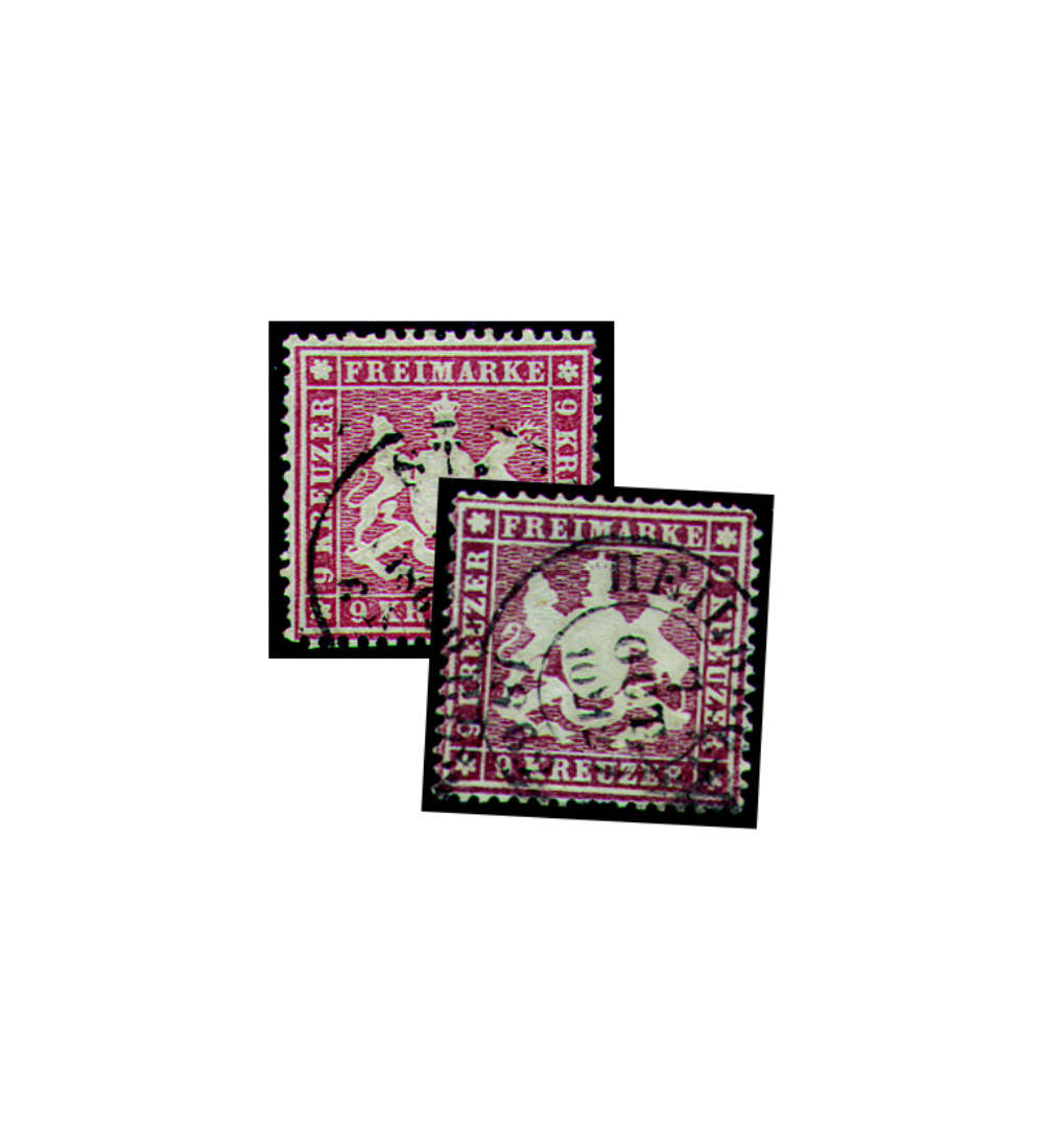 Wrttemberg Nr. 19ya + 19yb gestempelt geprft