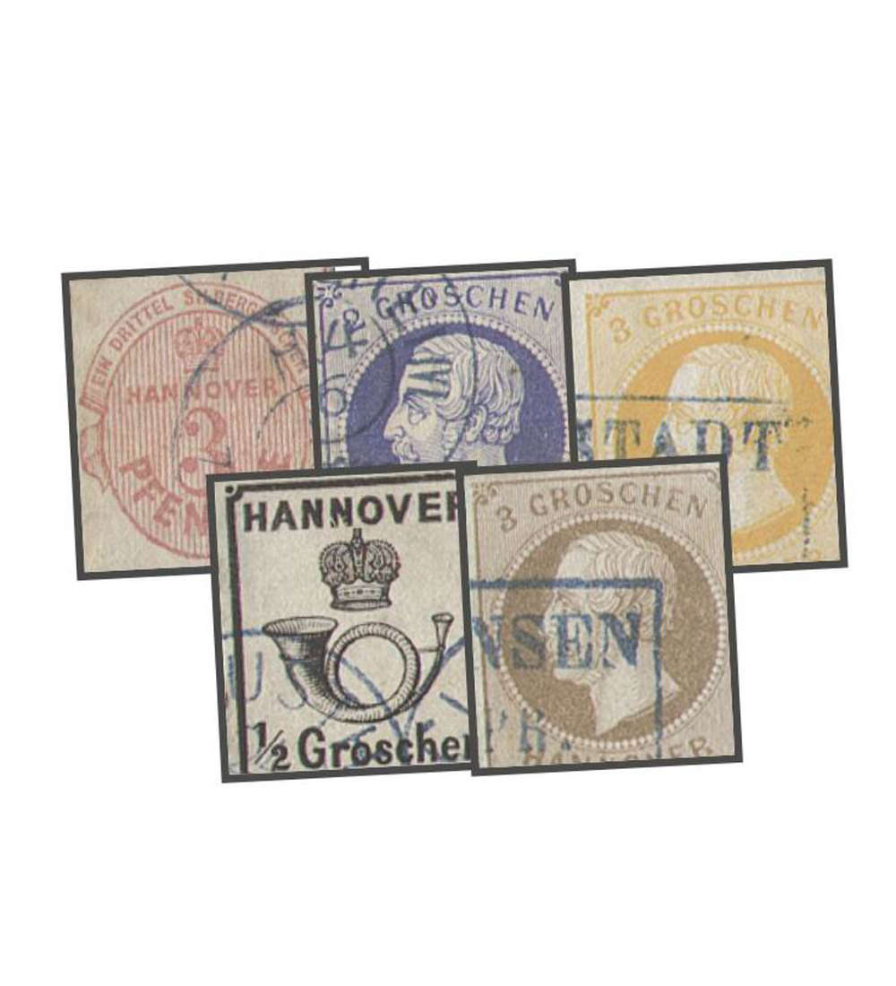 Hannover gestempelt geprft    Nr. 13a,15a,16a,19a,17y