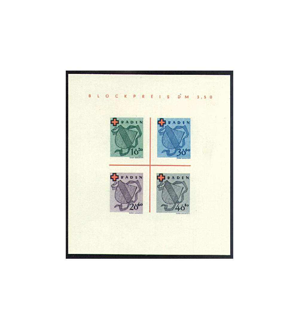 Franzsische Zone Baden Block 2 Rotes Kreuz postfrisch **