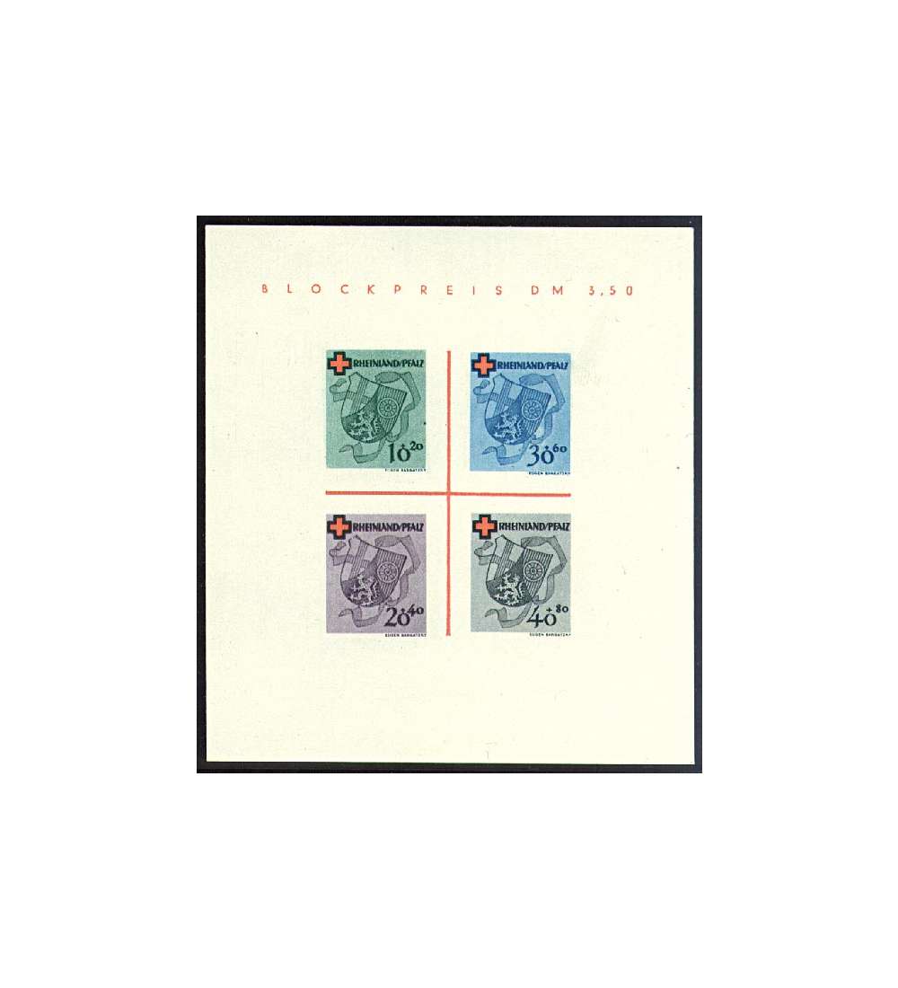Franzsische Zone Rheinland-Pfalz Block 1 Rotes Kreuz postfrisch **