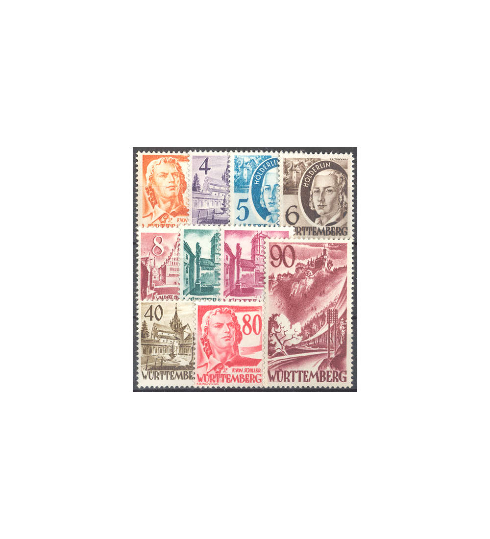 Franzsische Zone Wrttemberg Nr.28-37 Freimarken 1948 postfrisch **