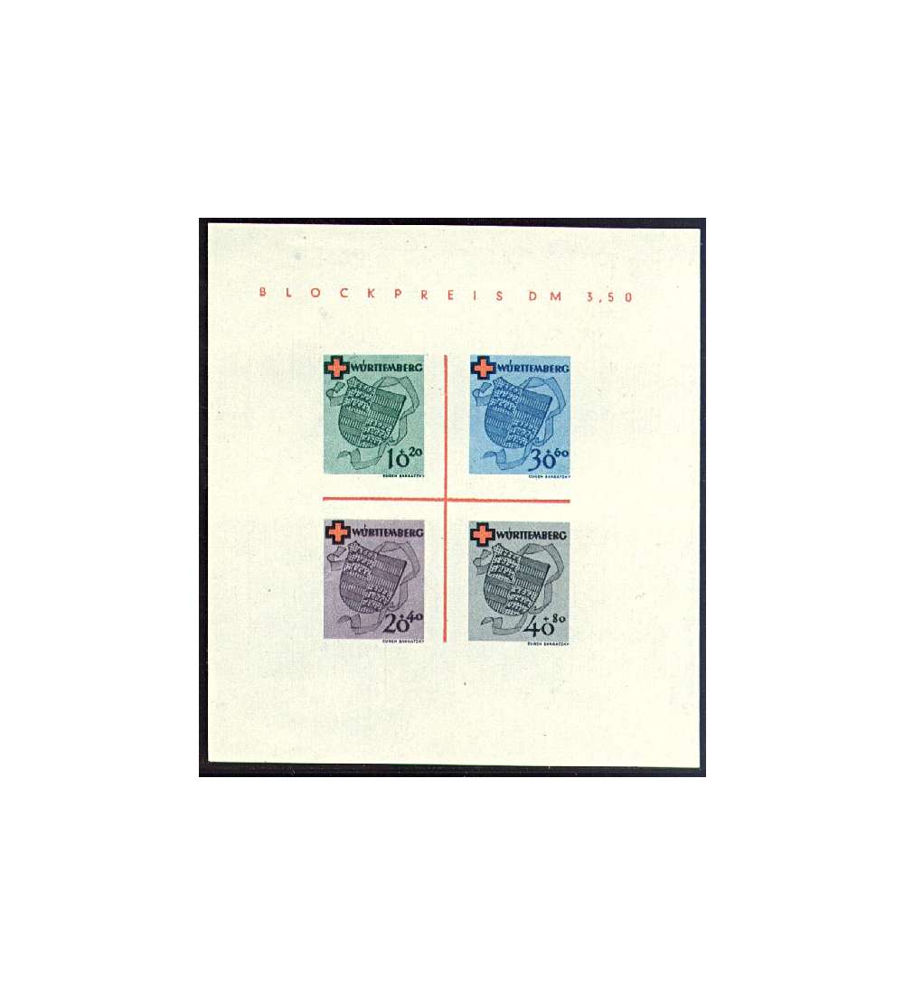 Franzsische Zone Wrttemberg Block 1 Rotes Kreuz postfrisch **