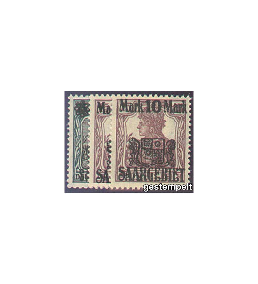 Saar Nr. 50-52 gestempelt      Germania Zieraufd. Saargebiet