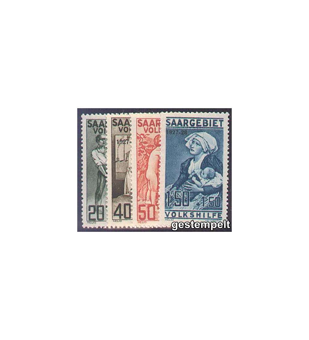 Saar Nr. 122-125 gestempelt    Volkshilfe 1927 mit Aufdruck