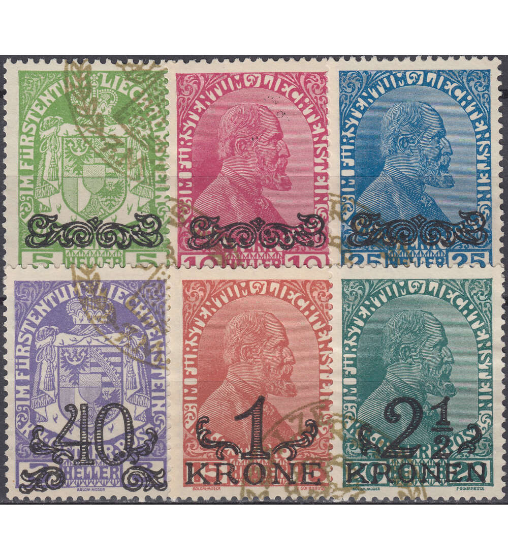 Liechtenstein Nr. 11-16 gestempelt  Aufdruckwerte