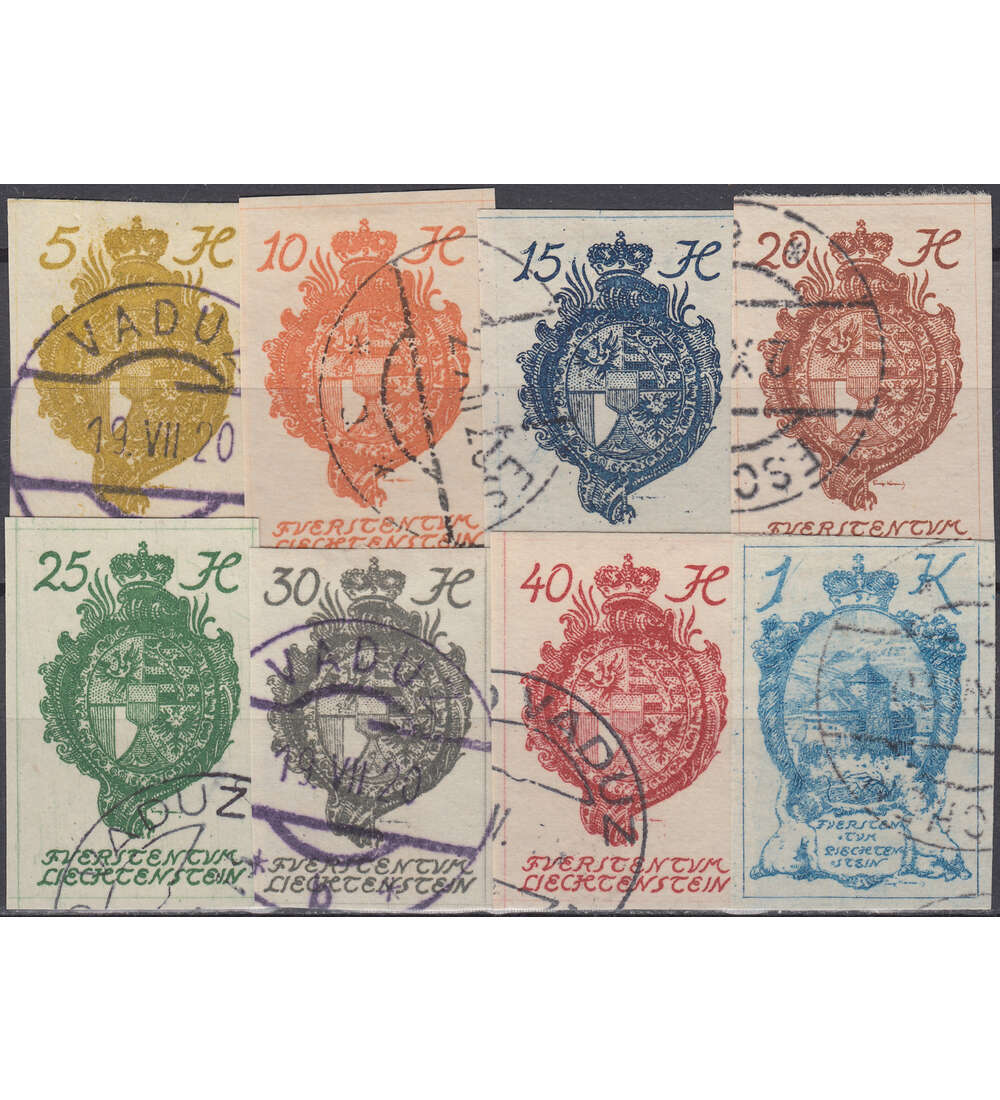 Liechtenstein Nr. 17-24 gestempelt  Landeswappen, Burg Vaduz