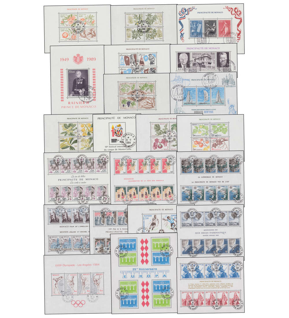 Monaco Blockausgaben 22 verschiedene gestempelt