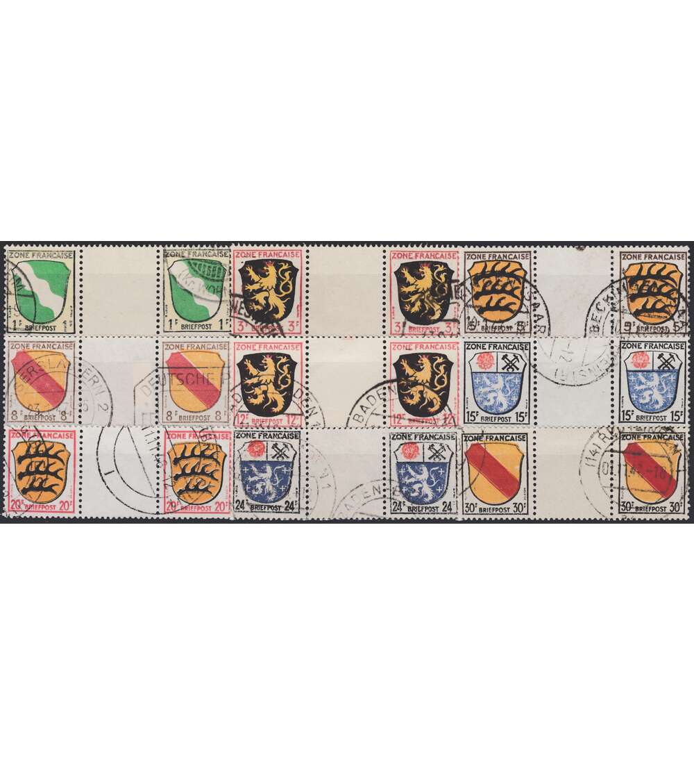 Frz. Zone All. Ausgaben Nr. 1-10 ohne Nr. 5 gestempelt