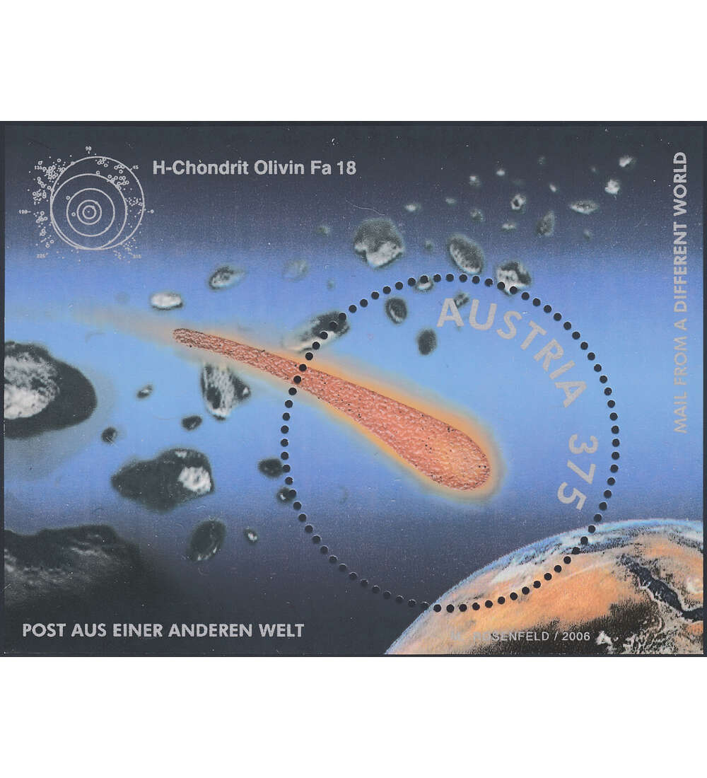 sterreich Block 32 postfrisch Post aus einer anderen Welt mit Meteoritenstaub gedruckt