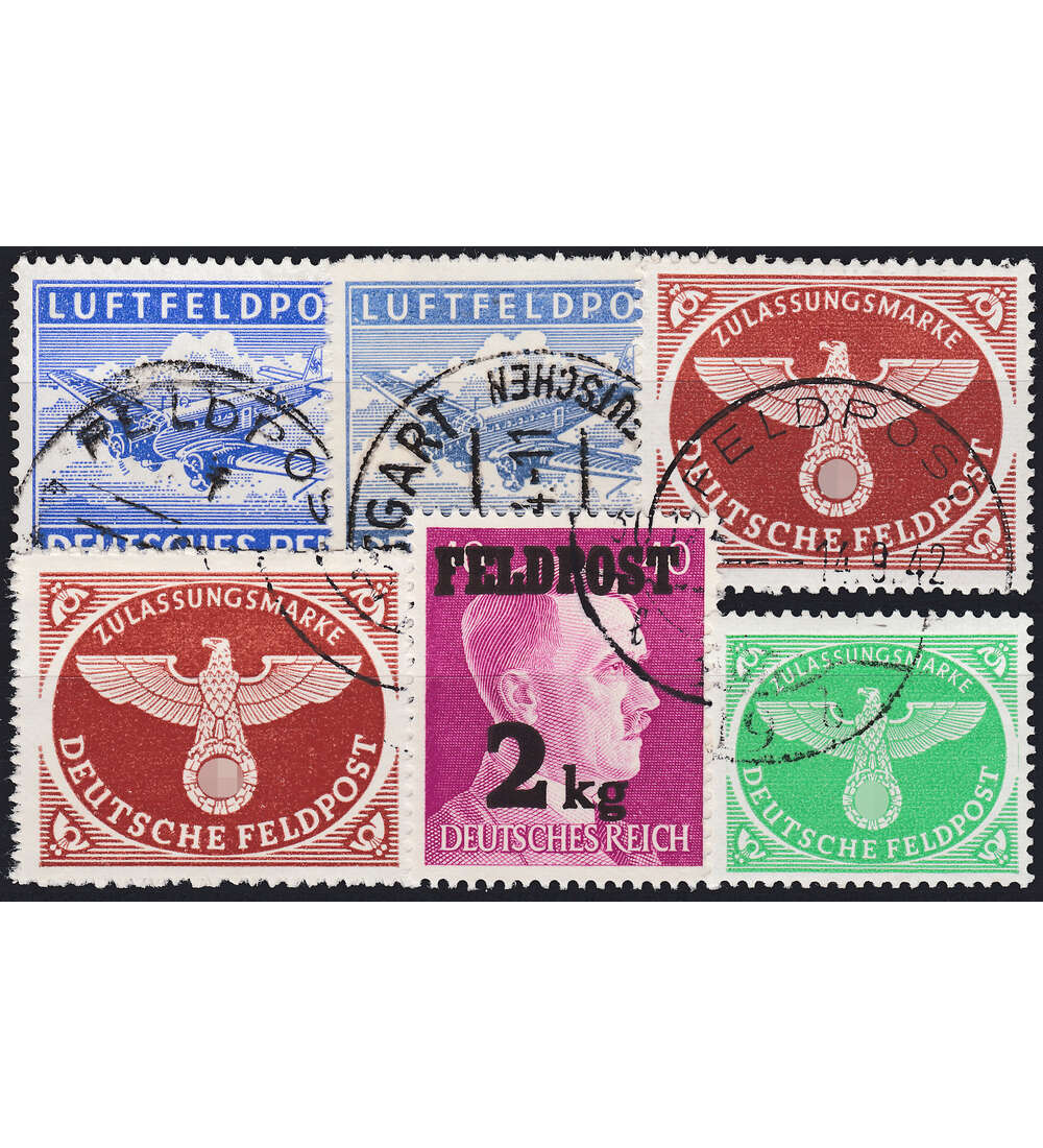 Deutsches Reich Feldpostmarken Nr. 1-4 mit 1 B und 2 B mit Geflligkeitsabstempelung