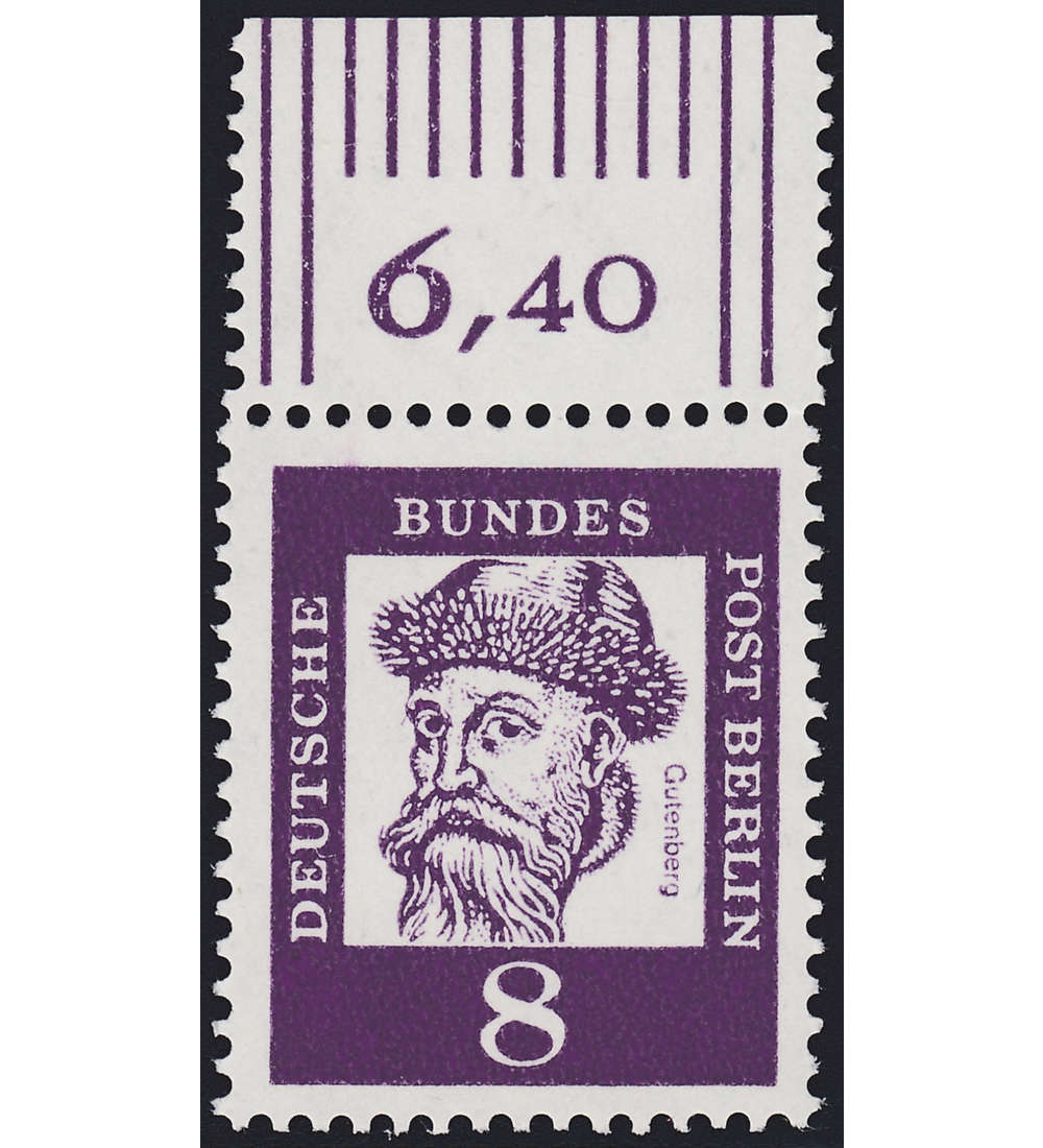 Berlin Nr. 201 postfrisch ** OR Oberrand 1 Zahnloch zur Marke versetzt