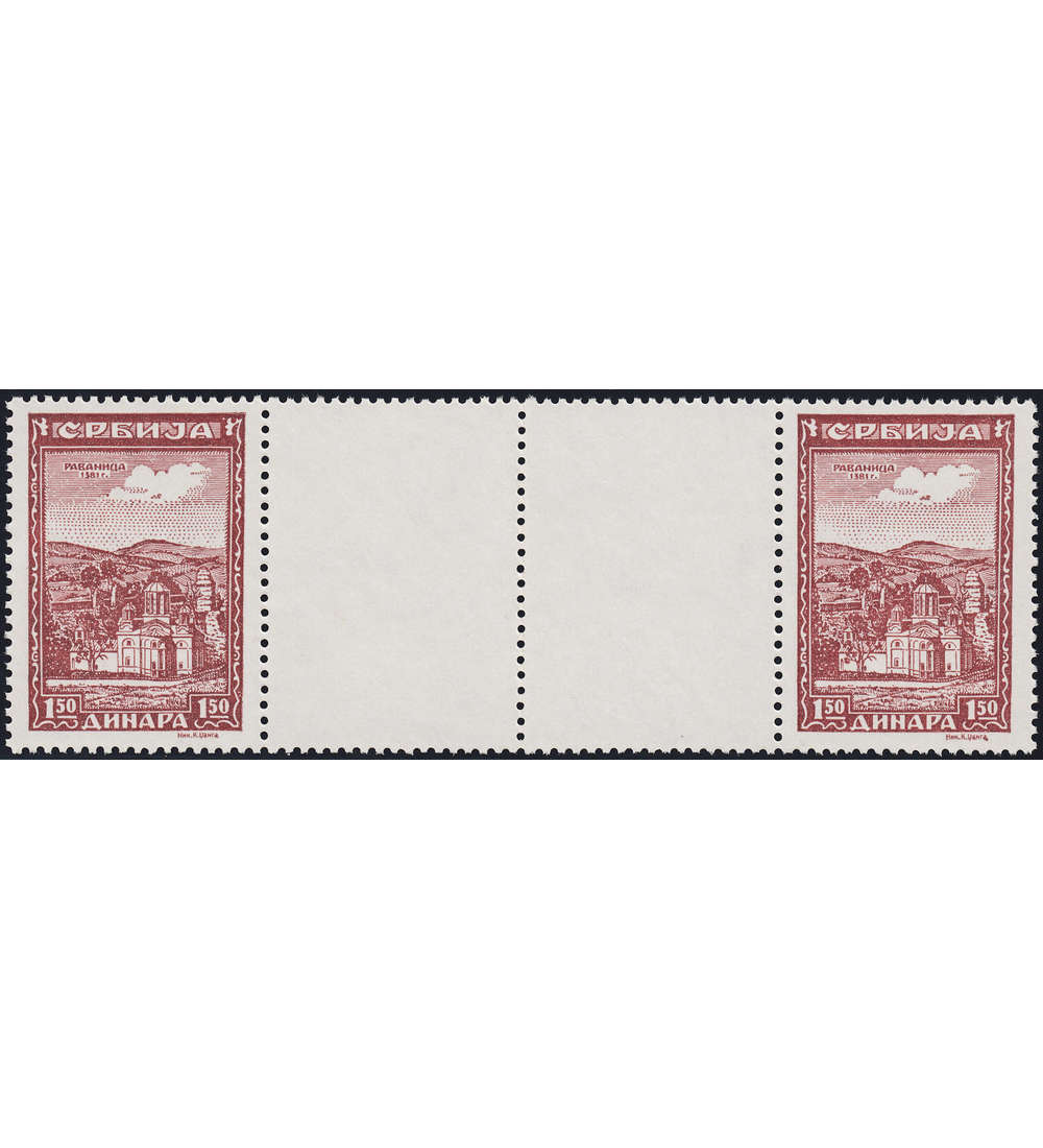 Dt. Bes. Serbien Nr. 73 ZW postfrischer waagerechter Zwischensteg