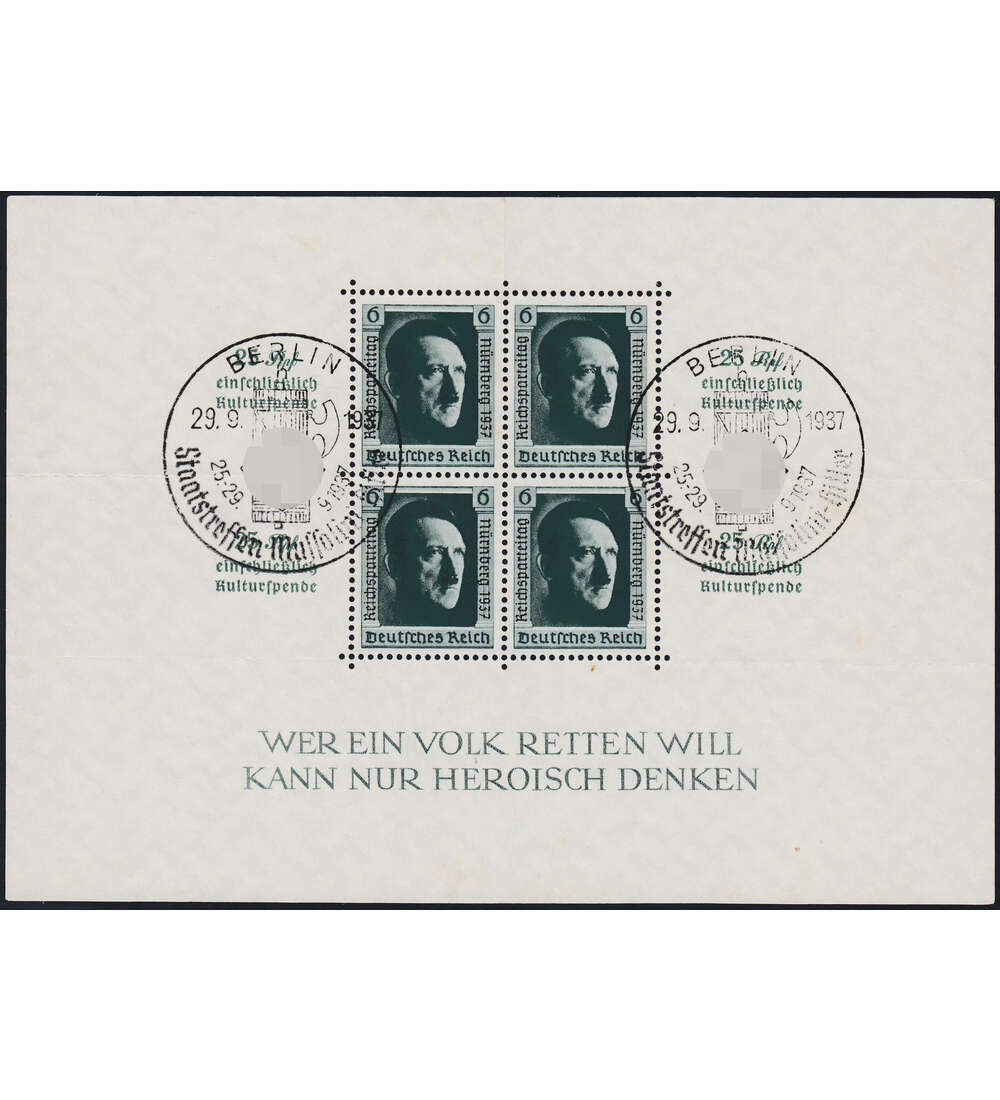 Deutsches Reich Block 11 gestempelt Staatstreffen - Mussolini / Hitler