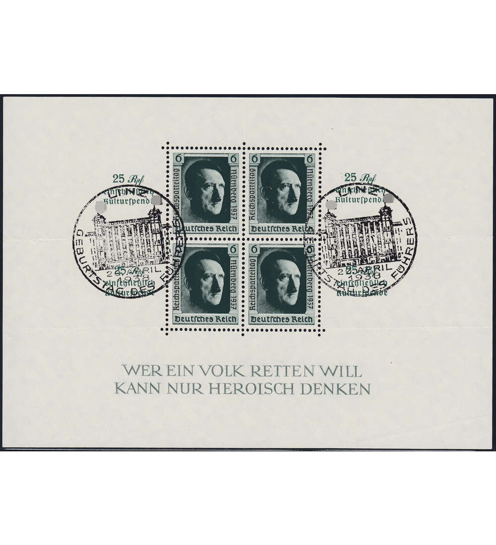 Deutsches Reich Block 11 gestempelt Linz - Hitlers Geburtstag