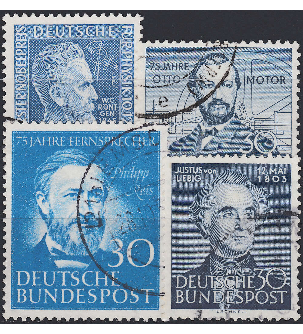 BRD Bund Die Blauen 30er Nr. 147, 150, 161 und 166 gestempelt