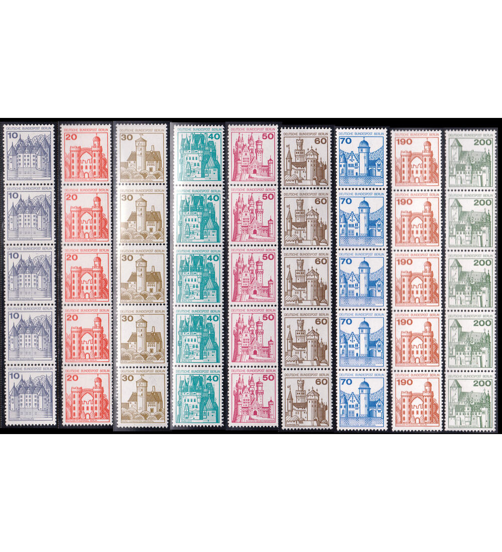 Berlin Burgen und Schl�sser Nr. 532-540 postfrische 5er-Streifen mit Z�hlnummer