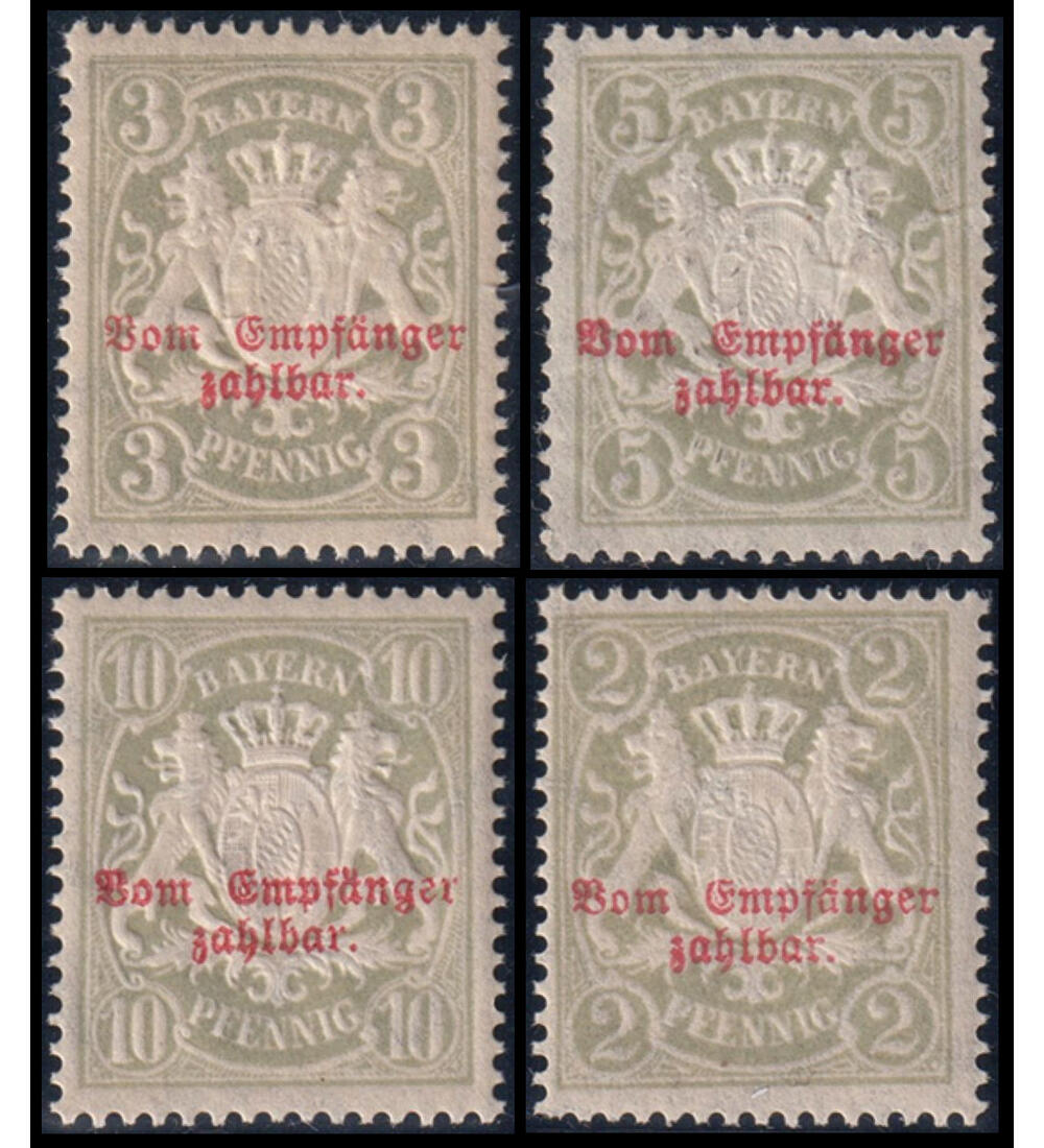 Bayern Portomarken Nr. 10-13 postfrisch Staatswappen m. rotem Aufdruck