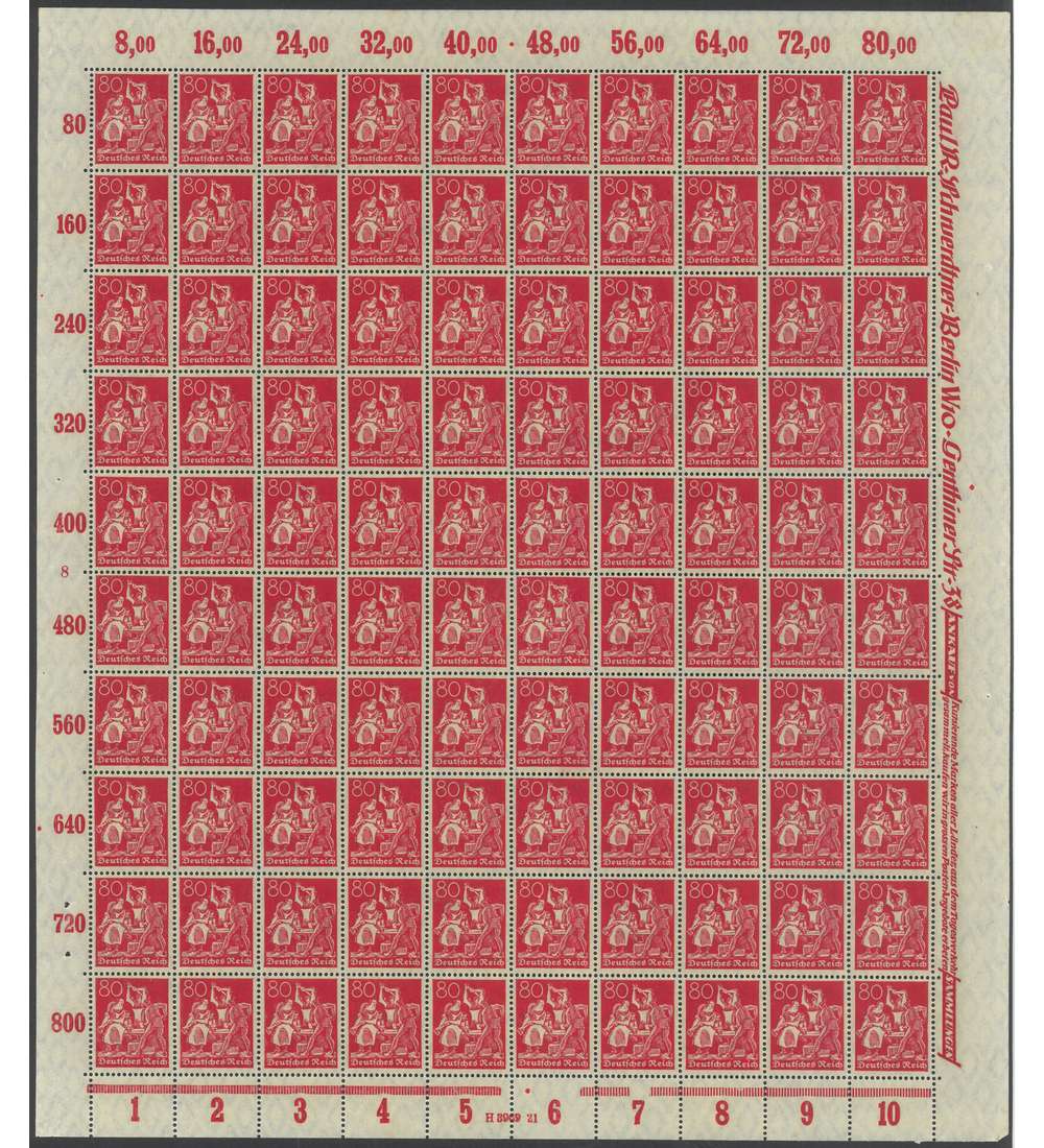 Deutsches Reich Nr. 166 postfrisch ** Originalbogen