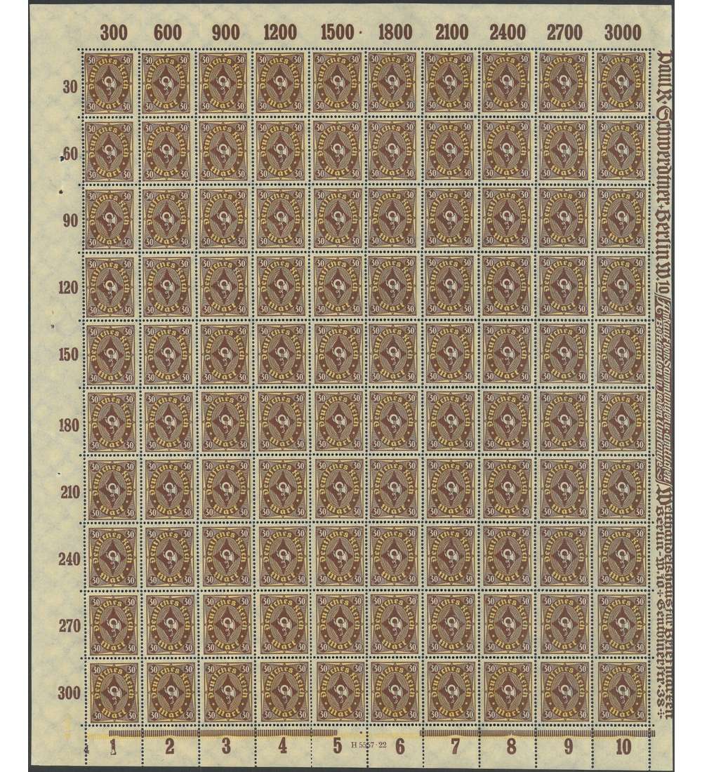 Deutsches Reich Nr. 208 postfrisch ** Originalbogen