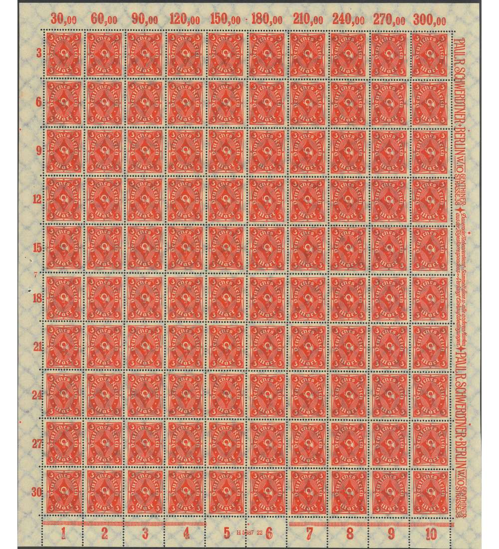 Deutsches Reich Nr. 225 postfrisch ** Originalbogen