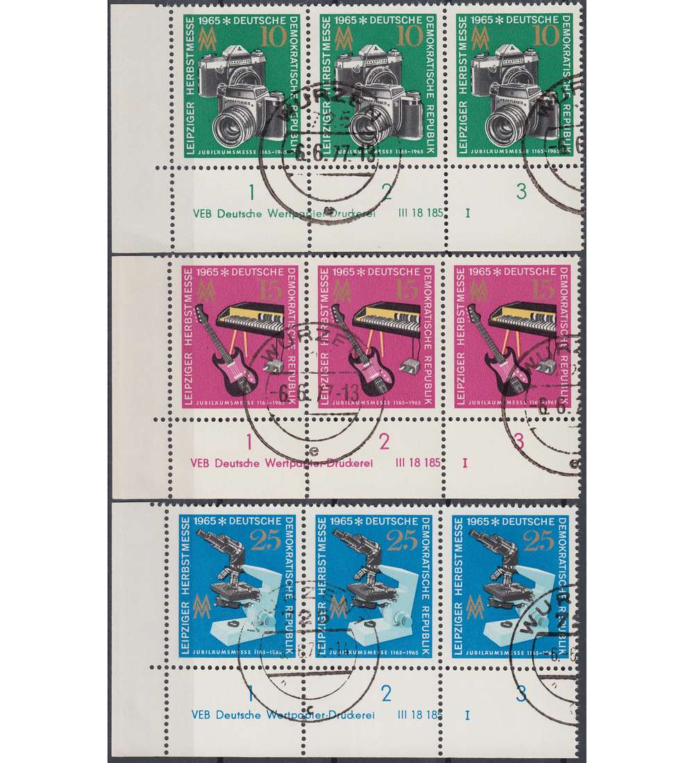 DDR Nr. 1130-1132 DV gestempelt Druckvermerk