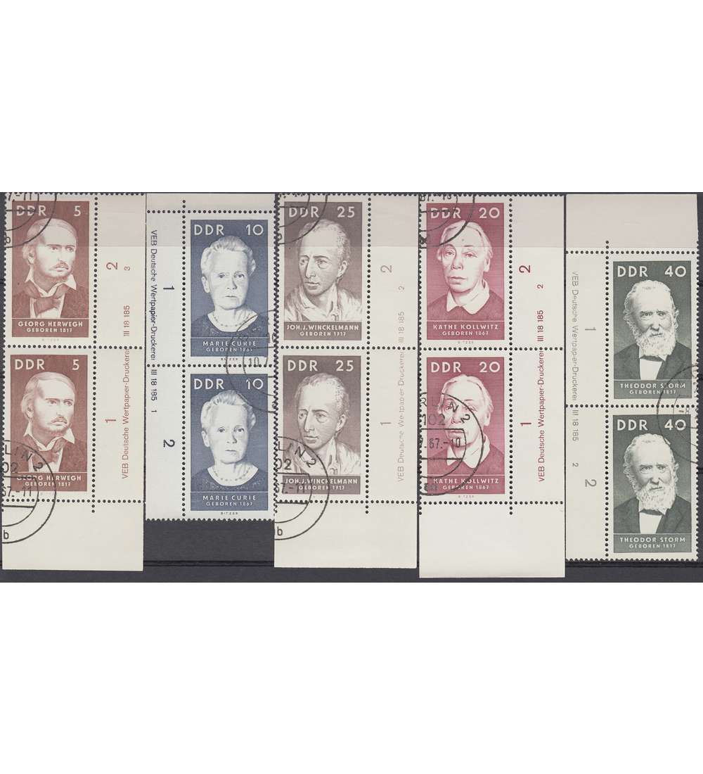 DDR Nr. 1293-1297 DV gestempelt Druckvermerk