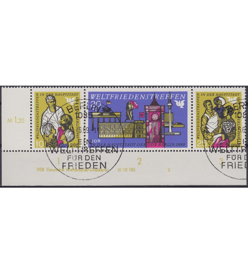 DDR Nr. 1478-1480 DV gestempelt Druckvermerk