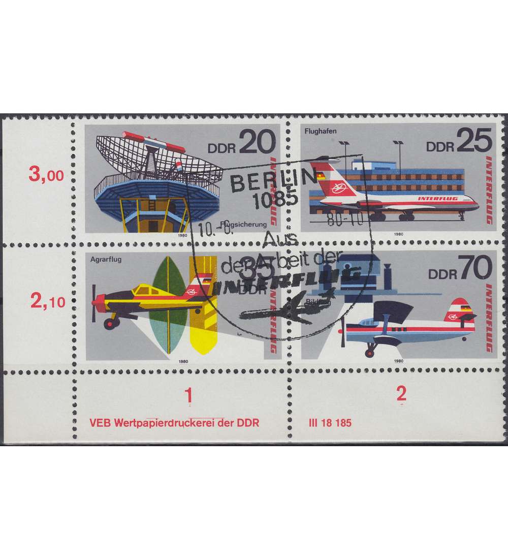 DDR Nr. 2516-2519 DV gestempelt Druckvermerk