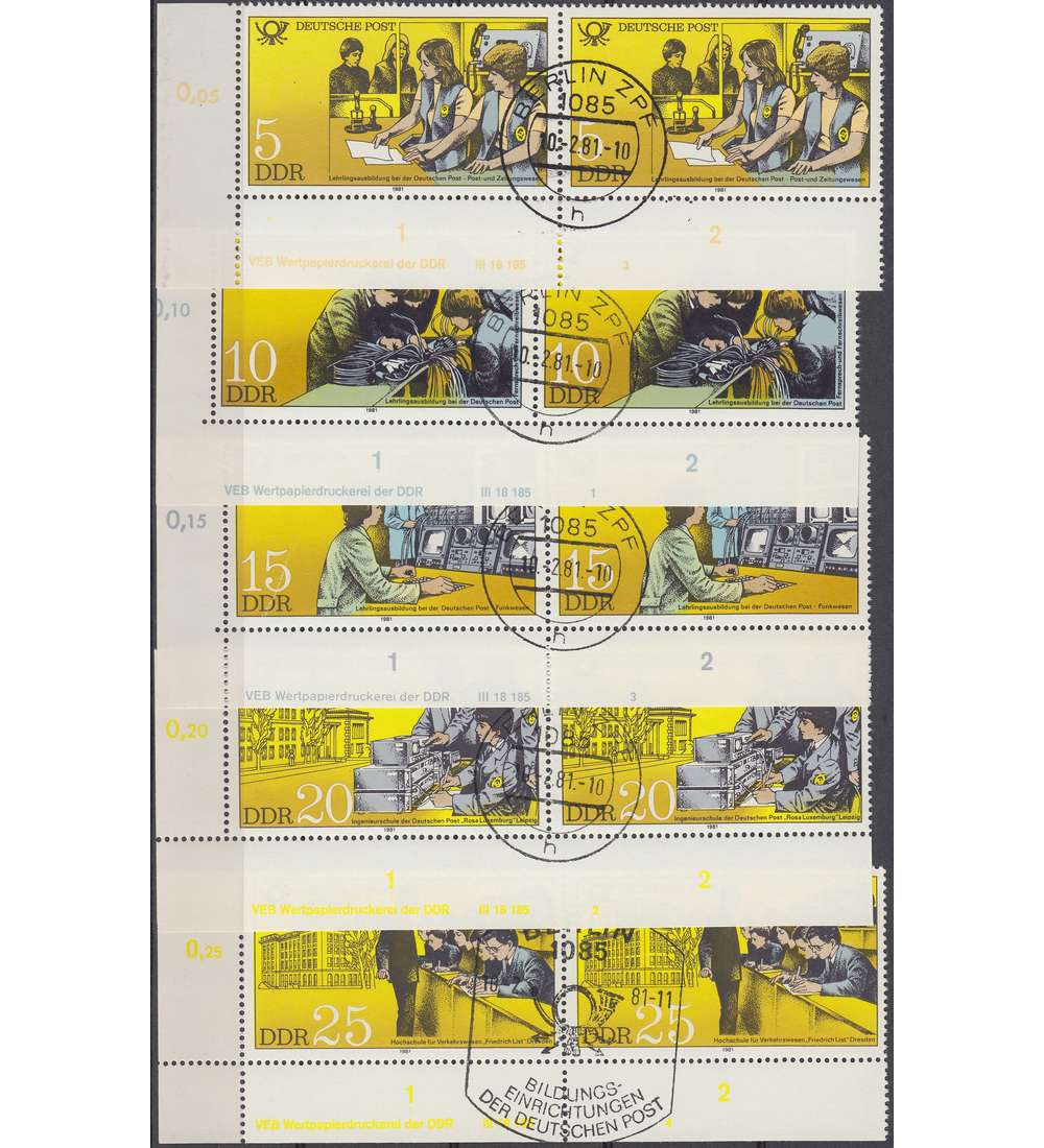DDR Nr. 2583-2587 DV gestempelt Druckvermerk