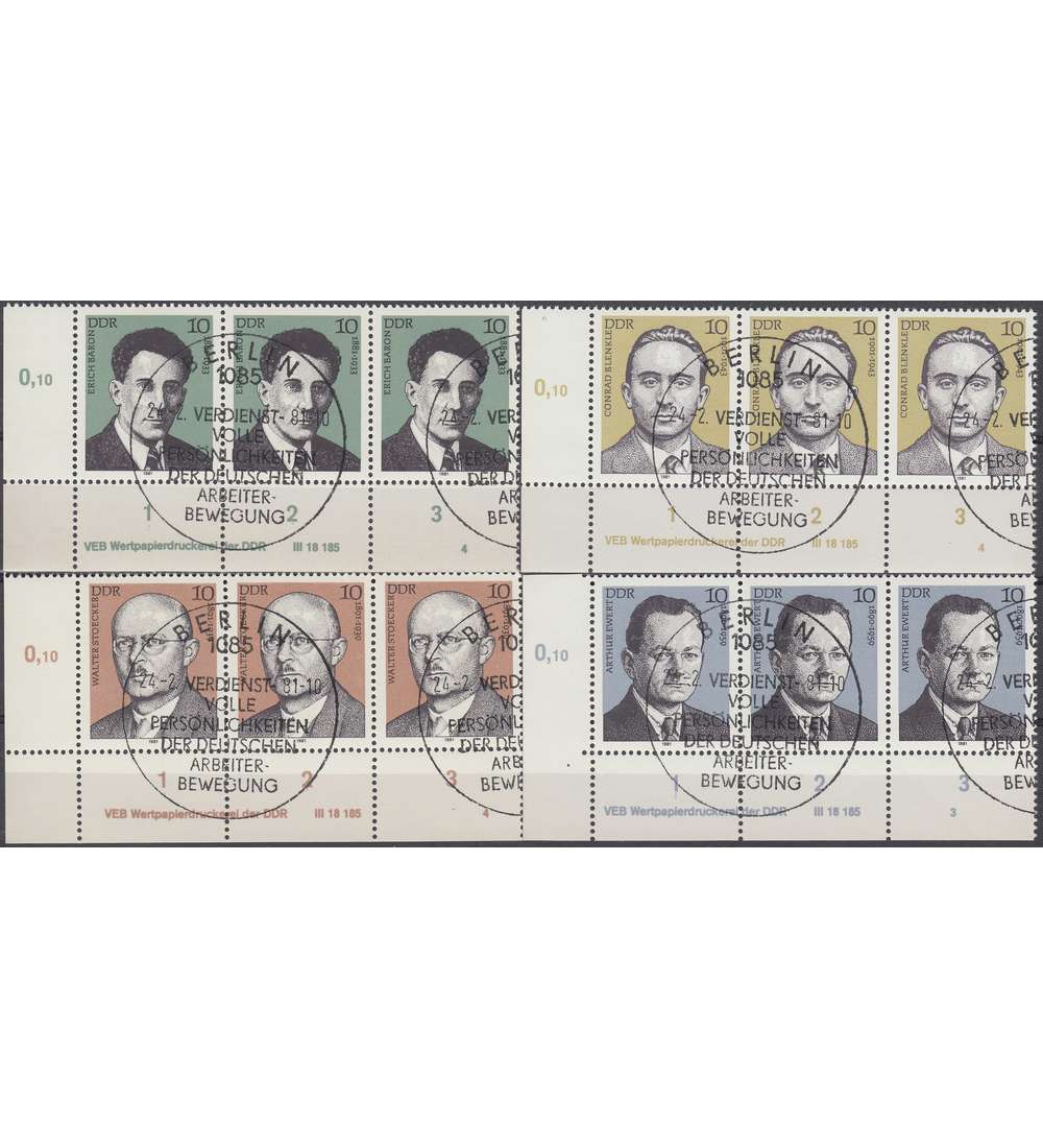 DDR Nr. 2589-2592 DV gestempelt Druckvermerk