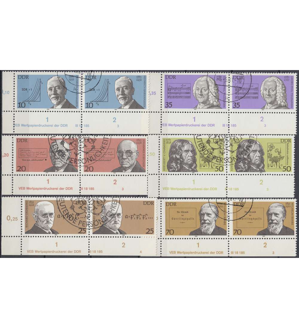 DDR Nr. 2603-2608 DV gestempelt Druckvermerk