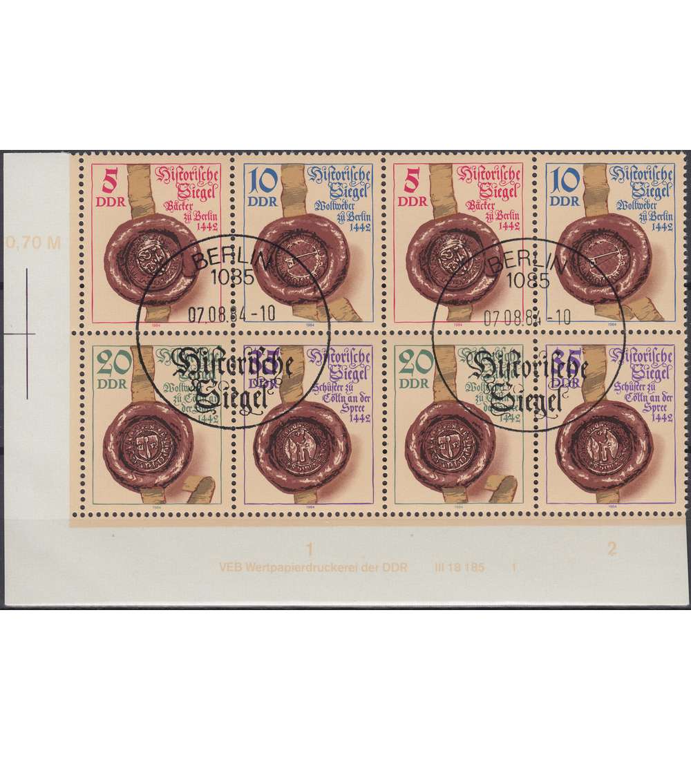 DDR Nr. 2884-2887 DV gestempelt Druckvermerk