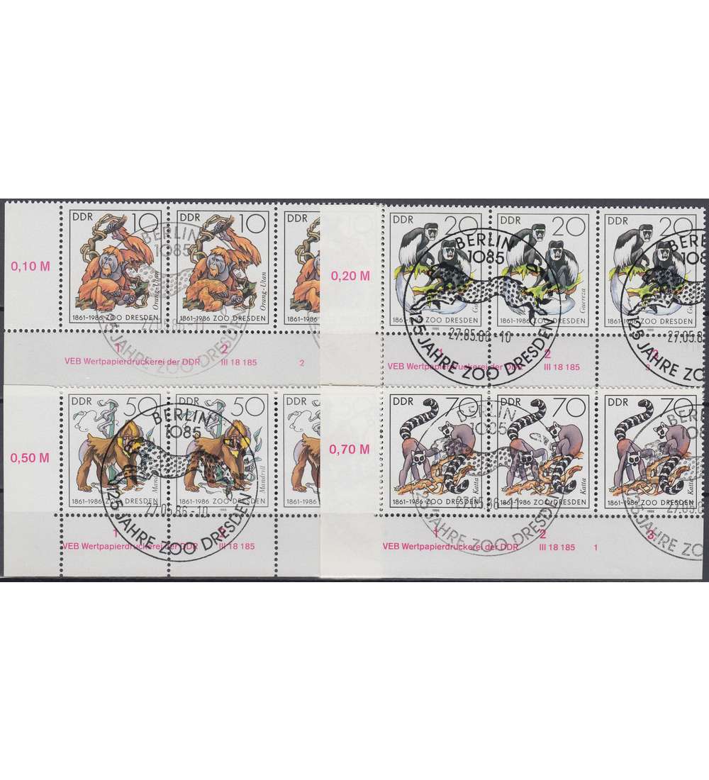DDR Nr. 3019-3022 DV gestempelt Druckvermerk