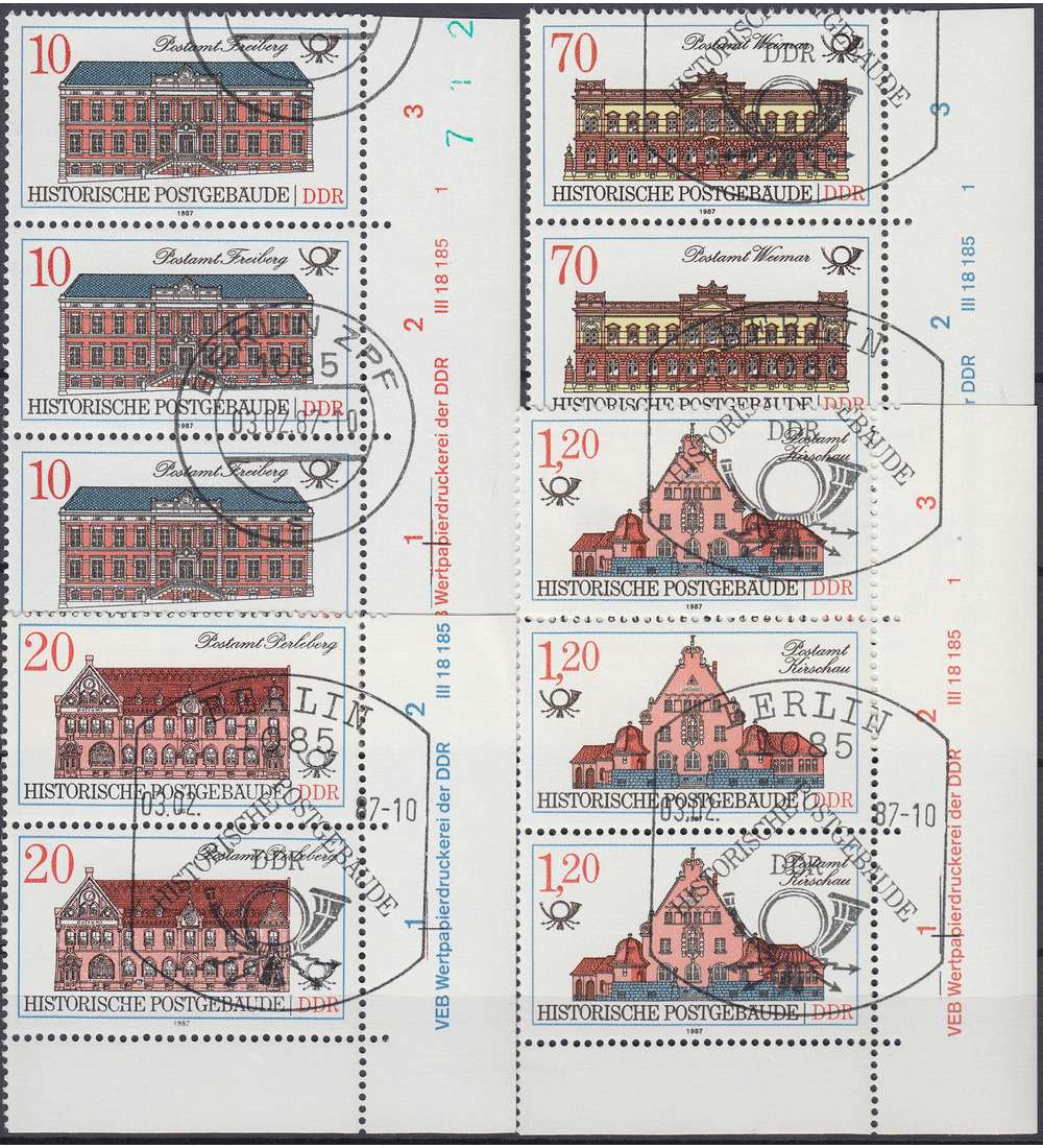 DDR Nr. 3067-3070 DV gestempelt Druckvermerk