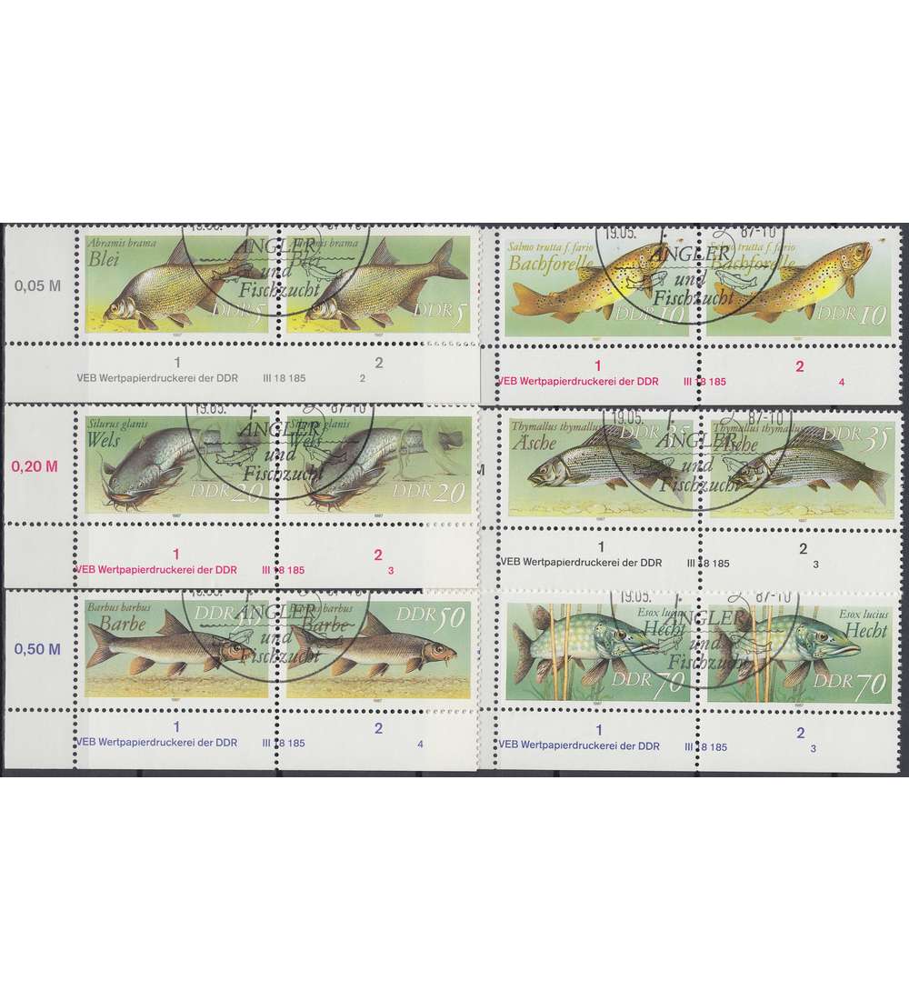DDR Nr. 3095-3100 DV gestempelt Druckvermerk