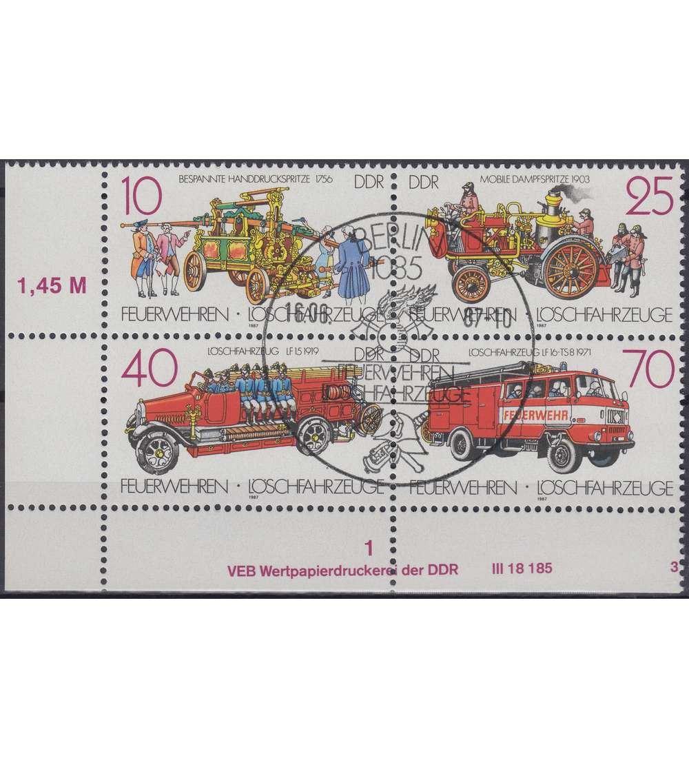 DDR Nr. 3101-3104 ZD DV gestempelt Druckvermerk