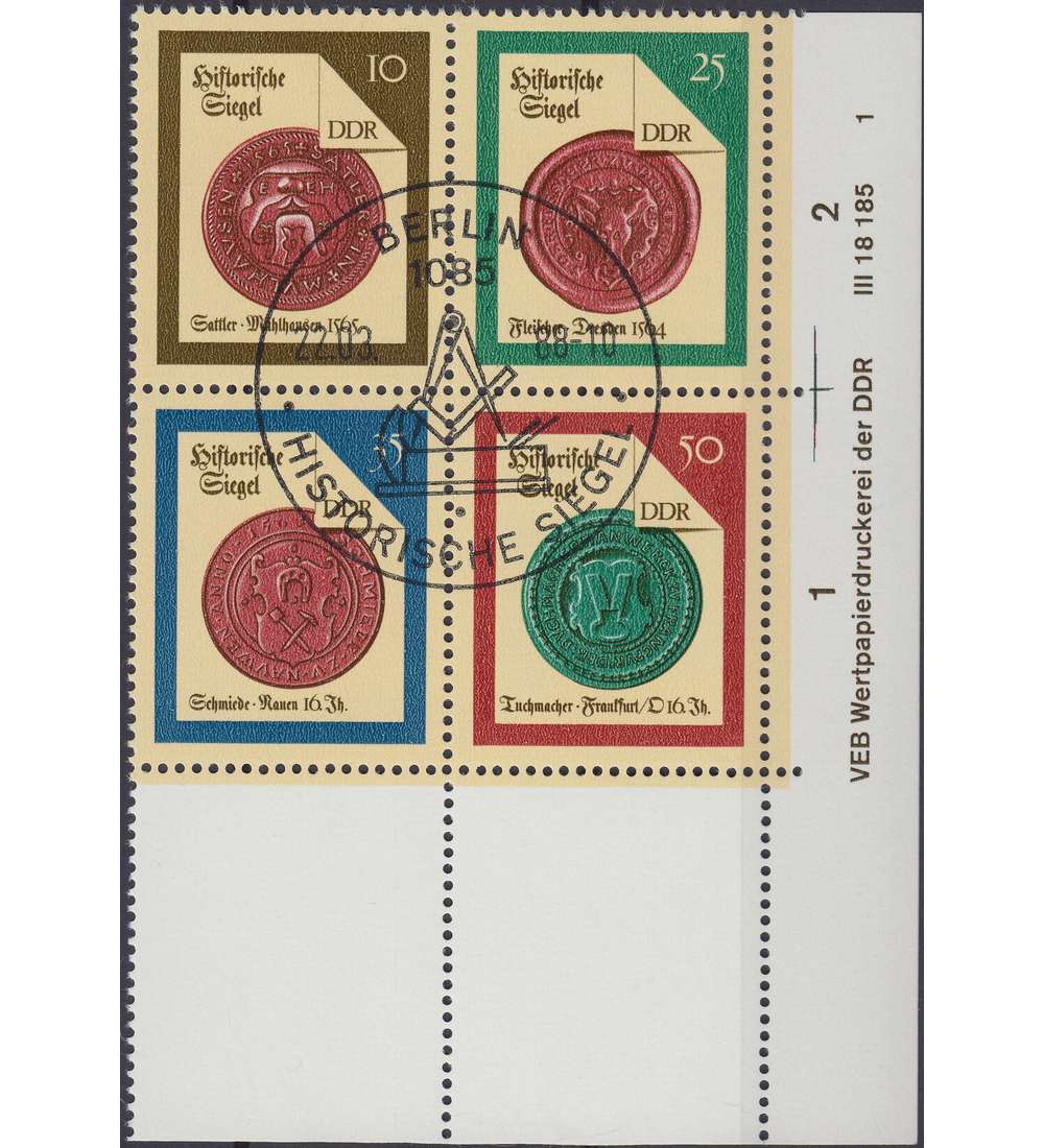 DDR Nr. 3156-3159 ZD DV gestempelt Druckvermerk